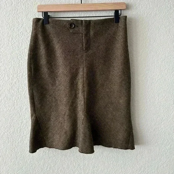 Vince Brown Wool Midi Skirt Size 2 - Picture 1 of 4